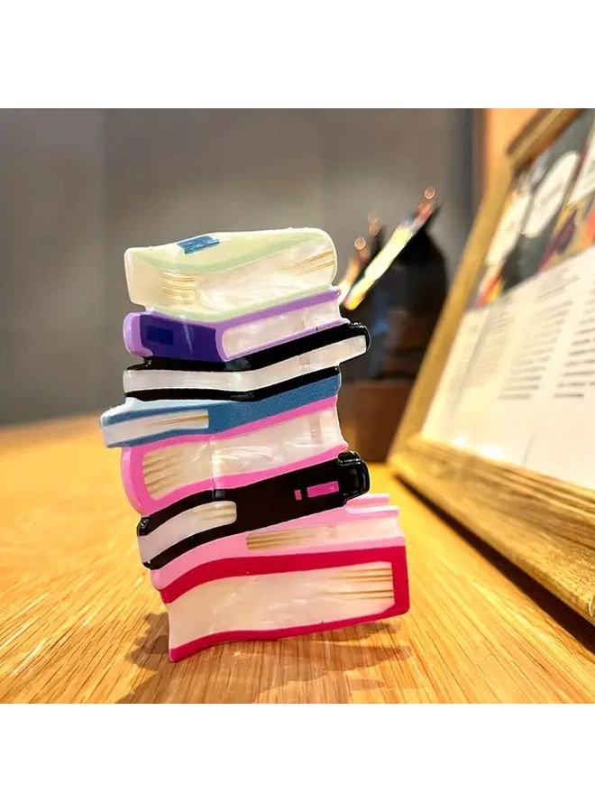 Color B Acrylic Book Shaped Hair Clip With Sequins Large Hollowed Out Design Fashion Accessory Gift - Image 3